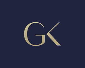 GK letter logo icon design. Classic style luxury initials monogram.