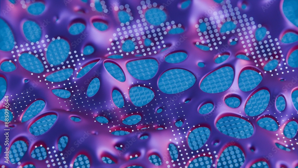Aufkleber Abstract Perforated Pattern with Gradient Colors on Blue Background..