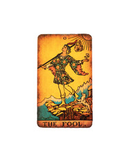 the Fool, single Tarot Card on transparent Background