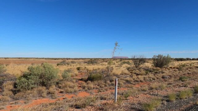 POV of driving trip through Northern territory of Australia to Uluru-Kata Tjuta National Park