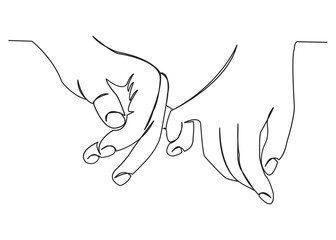 Obraz premium continuous single drawn one line lovers holding hands, hand drawn silhouette image. line drawings
