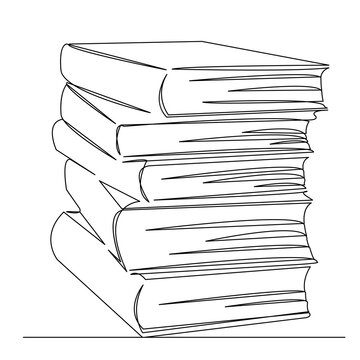 recommend clip art: continuous single drawn one line stack of books hand-drawn picture silhouette. Line art. doodle