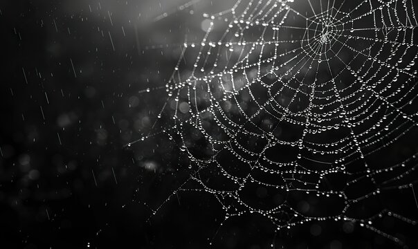 the thing black hair spider web on dark background wednesday style halloween party banner