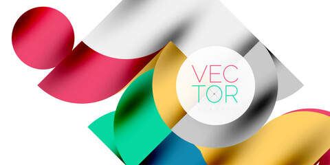Fototapeta premium Tech minimal circular shapes geometric art. Vector modern circles