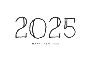 Happy New Year 2025 typography template calendar cover. Vector design for poster, banner, greeting card and invitation.
