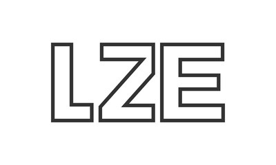 LZE logo design template with strong and modern bold text. Initial based vector logotype featuring simple and minimal typography. Trendy company identity.