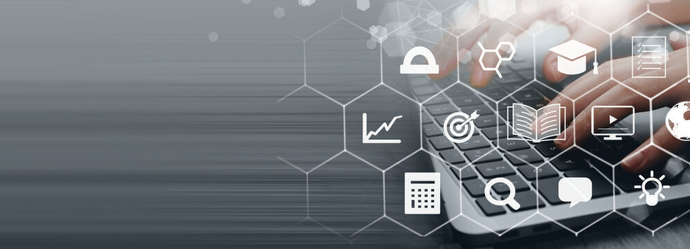  2025 E-learning, education, online exam concept. Choose correct answer. Education internet online digital technology concept. New Year education 2025 background.