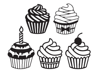 Hand drawn cupcake silhouette