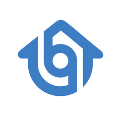 Initial letter bq or qb house logo design template elements, alphabet qb bq home logo vector