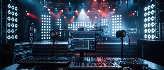 Obraz premium Vibrant Stage Setup for Live Performance in Stunning