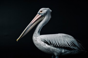 Close-up of Dalmatian pelican head in sunshine. Beautiful simple AI generated image in 4K, unique.
