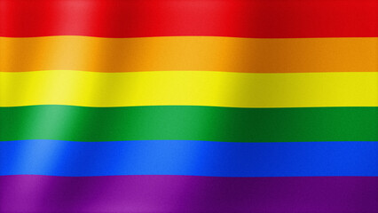 bright flag of the LGBT community. Rainbow wavy silk colored background. Fabric texture. A symbol of gender equality for everyone. 