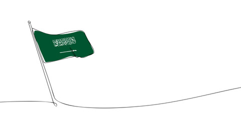 A single line drawing of a Saudi Arabia flag. Continuous line Kingdom of Saudi Arabia icon. One line icon. Vector illustration
