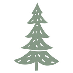 A simple green Christmas tree shape with cutout patterns