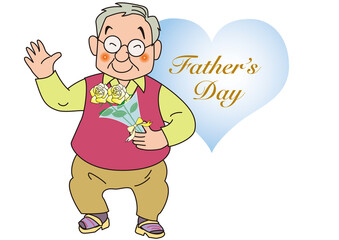 父の日のバラを持つお父さん
