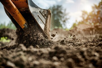Close-Up of Crawler Backhoe on Soil. Beautiful simple AI generated image in 4K, unique.