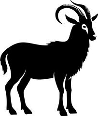 Goat silhoutte. Tahr silhoutte. Vector.