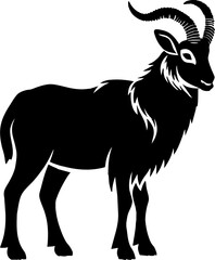 Goat silhoutte. Tahr silhoutte. Vector.