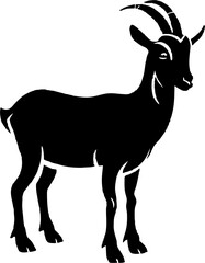 Goat silhoutte. Tahr silhoutte. Vector.