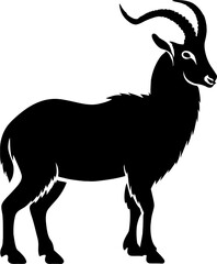 Goat silhoutte. Tahr silhoutte. Vector.