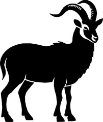 Goat silhoutte. Tahr silhoutte. Vector.