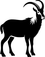 Goat silhoutte. Tahr silhoutte. Vector.
