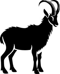 Goat silhoutte. Tahr silhoutte. Vector.