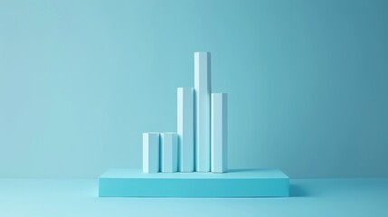 Obraz premium Minimalistic 3D bar chart made from paper, representing data visualization and business growth.