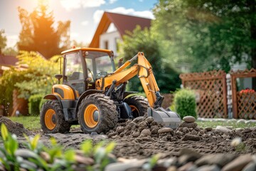 Close-Up of Crawler Backhoe on Soil. Beautiful simple AI generated image in 4K, unique.