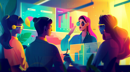 business intelligence, infographic, corporate, team, analyzing sales data