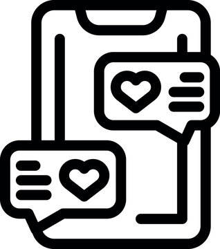 recommend clip art: Simple icon of love messages with hearts being exchanged on a smartphone screen