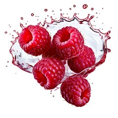 raspberry with water drops