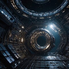 Obraz premium abstract futuristic tunnel, AI Generated.