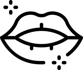 Woman lips showing teeth sparkling icon in trendy style isolated on white background for web apps and mobile concept