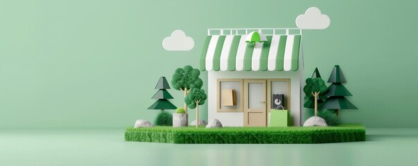 E-commerce icon set green energy power store interface marketplace