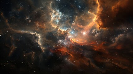 Fototapeta premium Сolorful nebula, with swirling clouds of gas