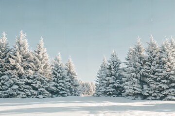 Obraz premium a group of snow covered trees in a snowy field