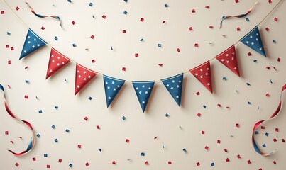 Obraz premium independence day usa banner template,american flags sign usa,confetti th of july celebration poster template patriotism,us national holidays concept