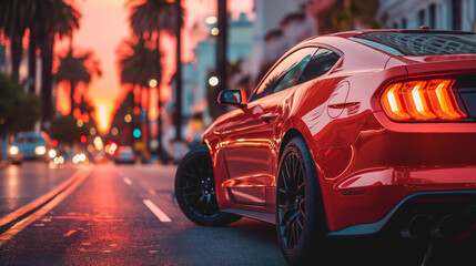 Fototapeta premium Automotive and Vehicles Promotion Images of cars, motorcycles, and other vehicles in scenic locations or urban settings, emphasizing their design, performance, and features