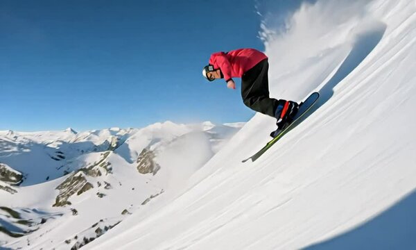 Epic Slow Motion: Extreme Snowboarder&rsquo;s Big Air Spin in the Alps