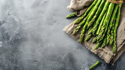 Freshly picked home garden asparagus home kitchen vegetable preparation light background