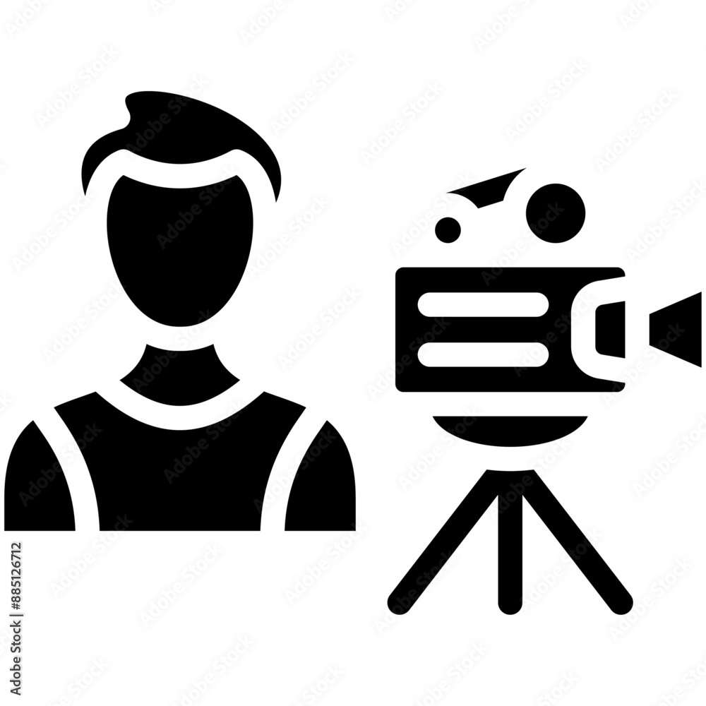 Sticker Camera Operator Male vector icon illustration of Filmmaking iconset.