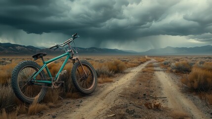Obraz premium Desert Highway Under Dramatic Stormy Skies, Arid Landscape Photography, Harsh Beauty of Nature, Unpredictable Weather, Stunning Landscape Images, Desert Road, Storm Clouds, Adventure Photography
