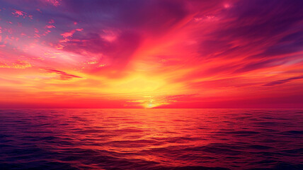 Colorful sunset over the ocean at dusk