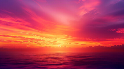 Fototapeta premium Vibrant sunset over a misty ocean
