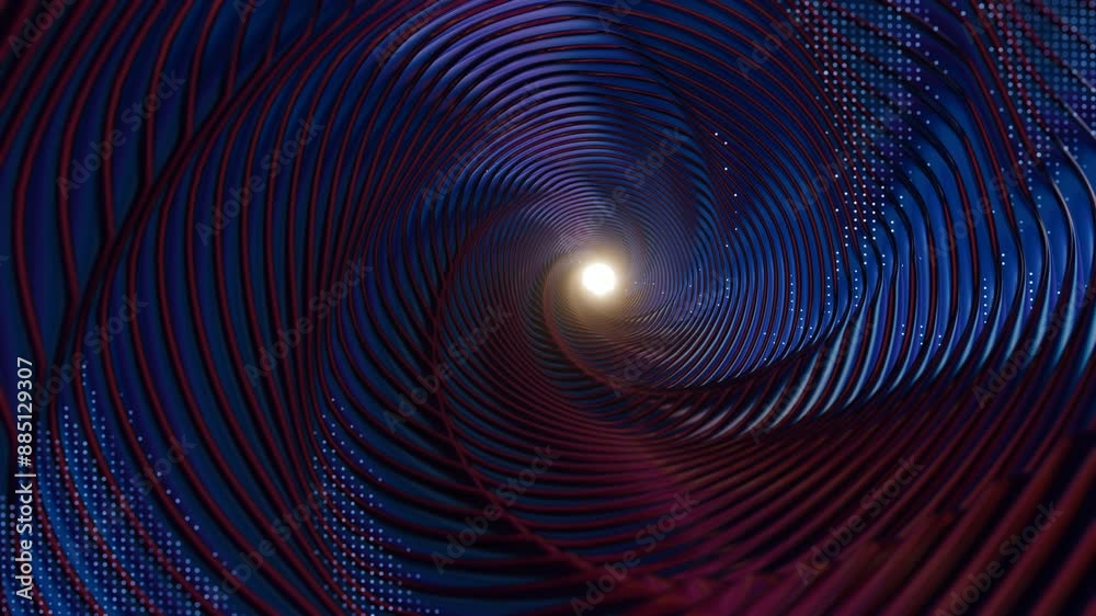Poster abstract spiral tunnel with neon lights and dynamic curves