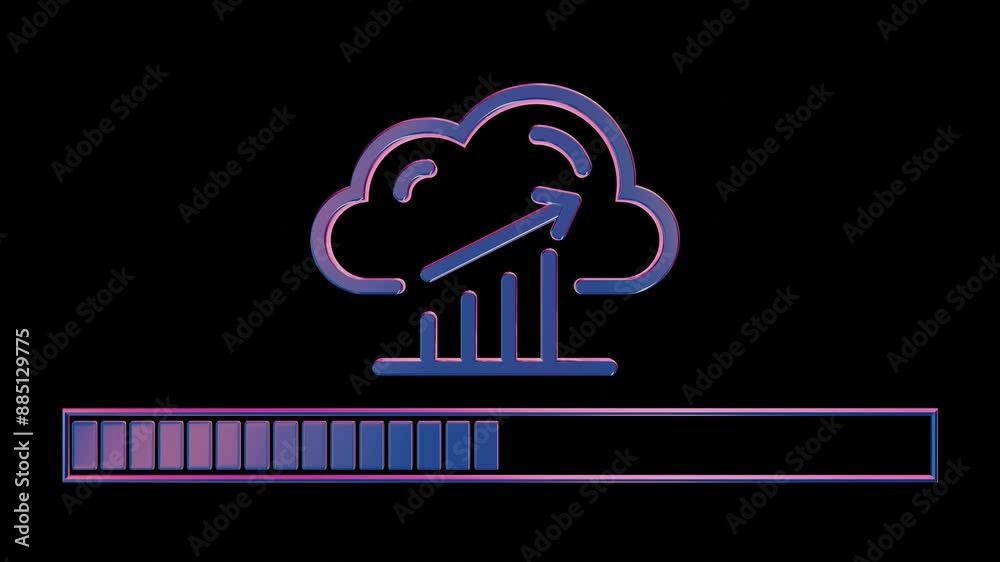 Aufkleber Abstract Cloud Computing Icon with Progress Bar on Black Background

