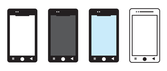 Smartphone mockup with blank white screen, detailed mobile phone mockup, black gray and white models smartphone front view, model 3D mobile phone, ui ux