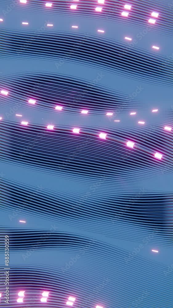 Poster abstract wavy line pattern with pink neon highlights
