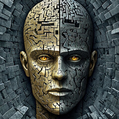 Complex labyrint inside a human head